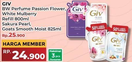 Promo Harga GIV Body Wash Passion Flowers Sweet Berry, Pearl Sakura 825 ml - Yogya