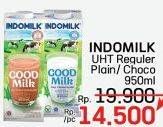 Promo Harga Indomilk Susu UHT Full Cream Plain, Cokelat 950 ml - LotteMart