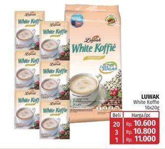 Promo Harga Luwak White Koffie Original per 10 sachet 20 gr - Lotte Grosir