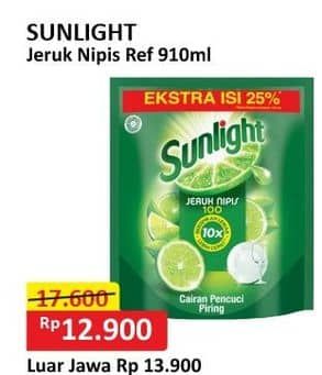 Promo Harga Sunlight Pencuci Piring Jeruk Nipis 100 910 ml - Alfamart