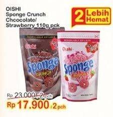 Promo Harga OISHI Sponge Crunch Chocolate, Strawberry per 2 pouch 110 gr - Indomaret