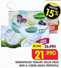 Promo Harga GREENFIELDS Yogurt per 2 pcs 125 gr - Superindo
