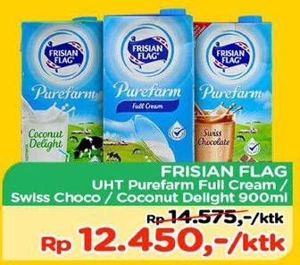 Promo Harga FRISIAN FLAG Susu UHT Purefarm Full Cream, Swiss Chocolate, Coconut Delight 900 ml - TIP TOP