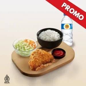 Promo Harga Hokben Promo HokBen Fried Chicken 1 pc + Nasi + Aqua  - HokBen