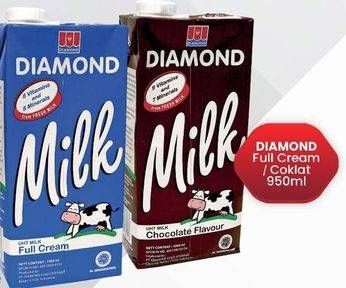 Promo Harga DIAMOND Milk UHT Full Cream, Chocolate 950 ml - LotteMart