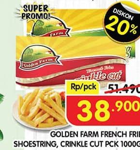 Promo Harga Golden Farm French Fries Shoestring, Crinkle 1000 gr - Superindo