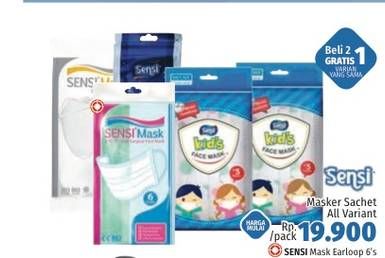 Promo Harga SENSI Mask 3 Ply Earloop 6 pcs - LotteMart