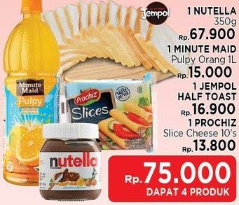 Promo Harga Paket Nutella + Minute Maid + Half Toast + Prochiz  - LotteMart