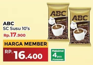 Promo Harga ABC Kopi Susu per 10 sachet 30 gr - Yogya