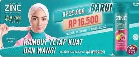 Promo Harga ZINC Shampoo Hijab Active Perawatan Rambut Rontok 170 ml - Indomaret