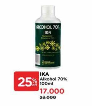 Promo Harga IKA Alkohol 70% 100 ml - Watsons