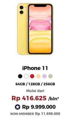Promo Harga APPLE iPhone 11 | Liquid Retina HD LCD 6.1 inci - Kamera 12MP 128GB, 64GB  - Erafone