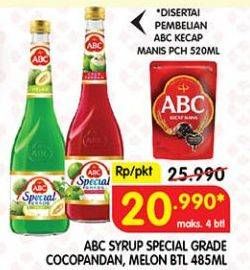 Promo Harga ABC Syrup Special Grade Coco Pandan, Melon 485 ml - Superindo