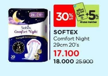 Promo Harga Softex Comfort Night Wing 29cm 20 pcs - Watsons