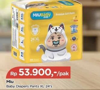 Promo Harga MIU Baby Premium Soft Pants Popok Celana XL24 24 pcs - TIP TOP