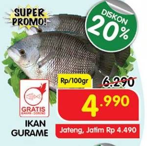 Promo Harga Ikan Gurame per 100 gr - Superindo