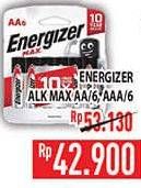 Promo Harga ENERGIZER Battery Alkaline Max AAA, AA 6 pcs - Hypermart