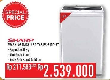 Promo Harga SHARP ES-F950P-GY | Washing Machine  - Hypermart