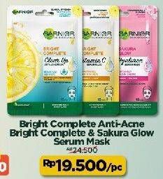 Promo Harga Garnier Bright Complete Clear Up Anti-Acne/Sakura Glow Serum Mask   - Alfamart