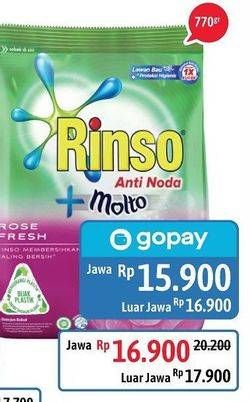 Promo Harga RINSO Molto Detergent Bubuk 770 gr - Alfamidi