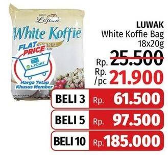 Promo Harga Luwak White Koffie per 18 sachet 20 gr - LotteMart