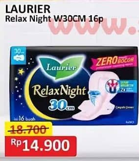 Promo Harga Laurier Relax Night 30cm 16 pcs - Alfamart