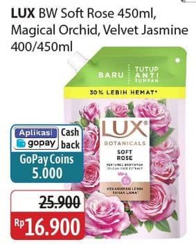 Promo Harga LUX Botanicals Body Wash Soft Rose, Magical Orchid, Velvet Jasmine 400 ml - Alfamidi