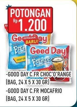 Promo Harga Good Day Coffee Freeze Chocorange, Mocafrio per 5 pcs 30 gr - Hypermart