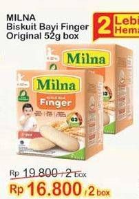 Promo Harga MILNA Biskuit Bayi Finger Original per 2 box 52 gr - Indomaret