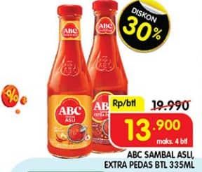 Promo Harga ABC Sambal Asli, Extra Pedas 335 ml - Superindo