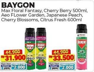 Promo Harga Baygon Insektisida Spray Flower Garden, Japanese Peach, Cherry Blossom, Citrus Fresh 600 ml - Alfamart