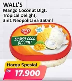 Promo Harga Walls Ice Cream Mango Coco Delight, Tropical Delight, Neopolitana 350 ml - Alfamart