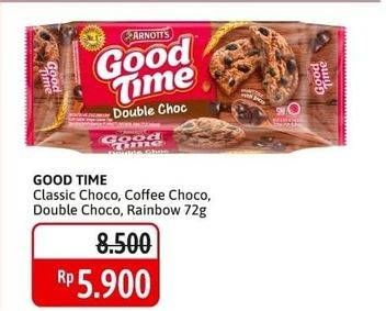 Promo Harga Good Time Cookies Chocochips Classic, Coffee, Double Choc, Rainbow Chocochip 72 gr - Alfamidi
