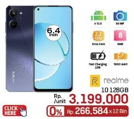 Promo Harga Realme 10 Smartphone 8GB + 128GB  - LotteMart