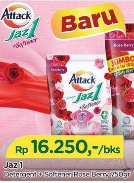 Promo Harga Attack Jaz1 Detergent Powder +Softener Rose Berry 750 gr - TIP TOP