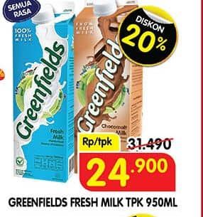 Promo Harga Greenfields Fresh Milk All Variants 1000 ml - Superindo