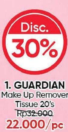 Promo Harga GUARDIAN Makeup Remover Wipes 20 pcs - Guardian