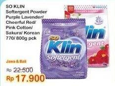 Promo Harga SO KLIN Softergent Purple Lavender, Cheerful Red, Rossy Pink, Soft Sakura, Korean Camellia 770 gr - Indomaret