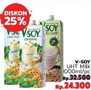 Promo Harga V-SOY Soya Bean Milk Low Sugar, Original, Multi Grain 1000 ml - LotteMart