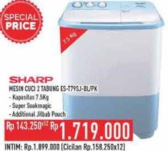 Promo Harga Sharp ES-T79SJ-BL/PK | Washing Machine Twin Tube 7.5kg  - Hypermart