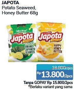 Promo Harga JAPOTA Potato Chips Seaweed, Happy Honey Butter per 2 pouch 68 gr - Alfamidi