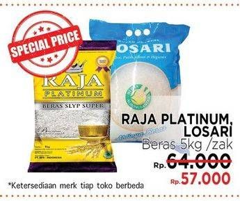 Promo Harga Raja Platinum Beras / Losari Beras 5kg  - LotteMart