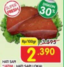 Promo Harga Beef Liver (Hati Sapi) per 100 gr - Superindo