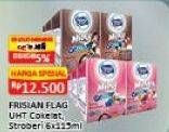 Promo Harga FRISIAN FLAG Susu UHT Kid Strawberry, Chocolate per 6 pcs 115 ml - Alfamart