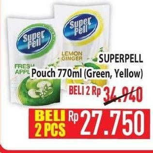 Promo Harga Super Pell Pembersih Lantai Lemon Ginger, Fresh Apple 770 ml - Hypermart