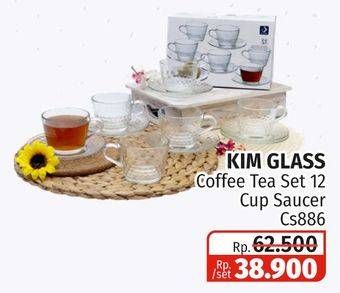 Promo Harga KIM GLASS Coffee Tea Set Cup Saucer CS866 12 pcs - Lotte Grosir