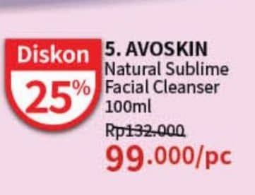 Promo Harga Avoskin Natural Sublime Facial Cleanser 100 ml - Guardian