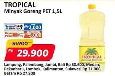 Promo Harga Tropical Minyak Goreng 1500 ml - Alfamart