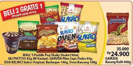 Promo Harga WALLS Paddle Pop Shaky Shake / DUA KELINCI Kacang Sukro / Sukro Oven / J&J Piattos  - Alfamart