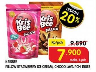 Promo Harga KRISBEE Pillow Strawberry Ice Cream, Choco Lava 120 gr - Superindo